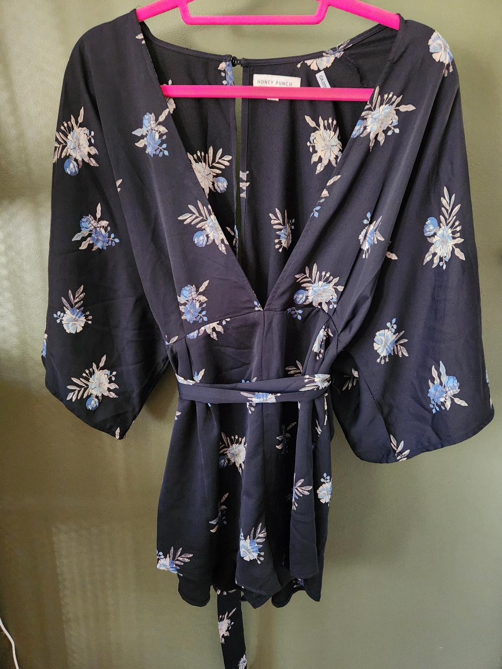 Black with Flower Romper - Size Large - from Honey Punch